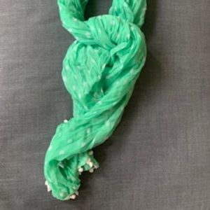 Ann Taylor light green polka dot cotton scarf